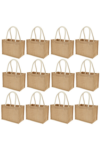choice2 23x11x16cm 12Pcs Portable Jute Tote Bag Burlap Tote Bags Mini Burlap ...
