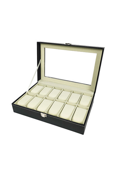 Choice 12 slots 12-Slot Watch Box with Clear Window - Gray PU Leather Display...