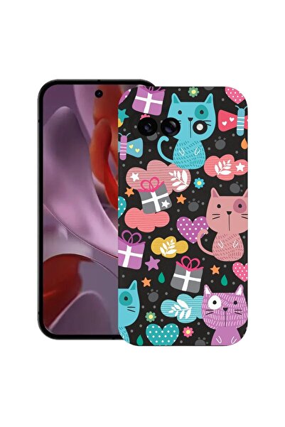 bestcase Калъф за Google Pixel 9a, Lovely Cat, Тънък силиконов 0.8ММ, Противо...