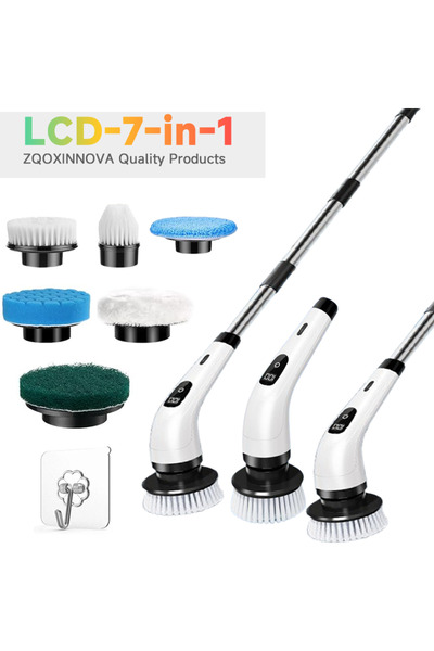 Choice LCD-7-in-1 Household Cordless Spin Scrubber Multipurpose Cleaning Brus...
