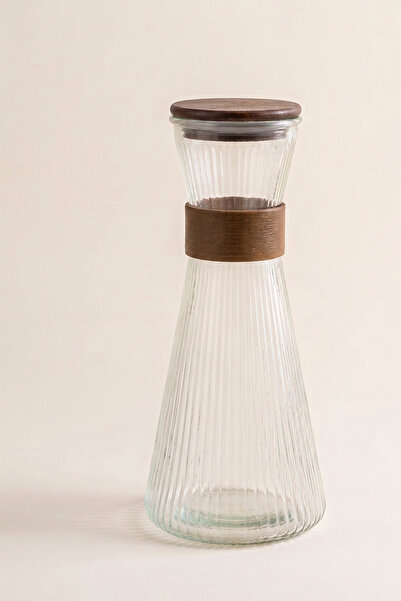 Glass In Love Ahşap Halkalı Gravürlü Cam Sürahi - 1000 ML