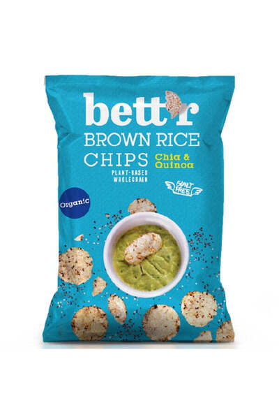 BETTR Organic Whole Grain Rice Chips with Quinoa and Chia Vegan Gluten-Free 60 g