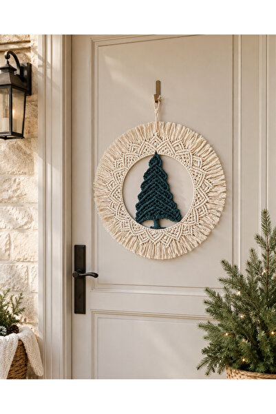 Hobi Kafe Macrame Glass Tree Themed Door - Wall Ornament 50*50 cm