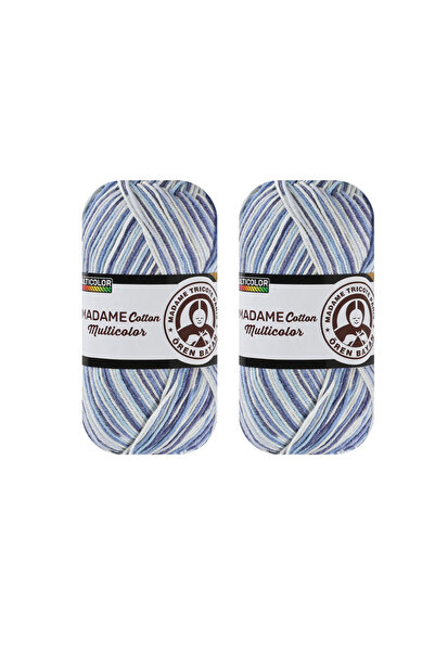 Ören Bayan Madame Cotton Multicolor Mavi - Beyaz El Örgü İpi (2 Adet) - Renk:...