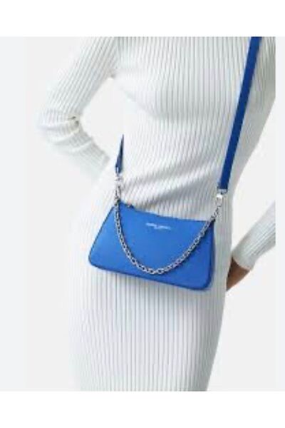 VEYİS USTA Women's Strap Handbag Blue