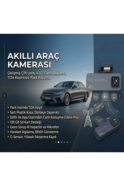 eurocam 4G Akıllı Araç kamerası+Sesli Görüşme+Konum Takibi+Gece Görüşü+G Sensörü
