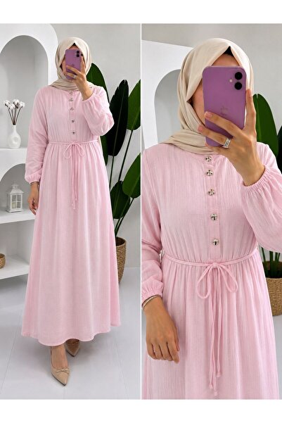 suphan tekstil Buttoned Muslin Fabric Dress