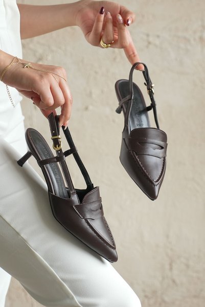 GOFFSHOES Pantofi cu toc mic Pope pentru femei - Maro-Piele
