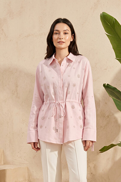 Missemramiss Stella Veil Shirt with Bead Embroidery on the Top and String Tie...