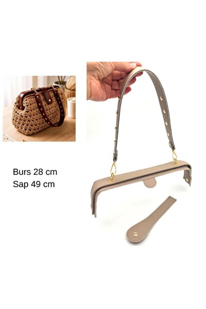 angel çanta aksesuar 28 cm Luxury Model Bag Set Dark Beige Light Gold Metallic