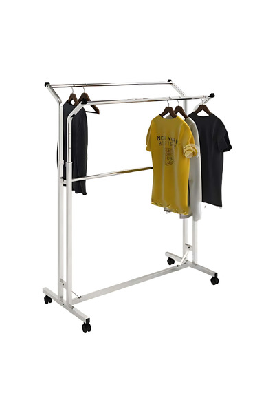 OEM Metal clothes rack, with two adjustable bars, chrome