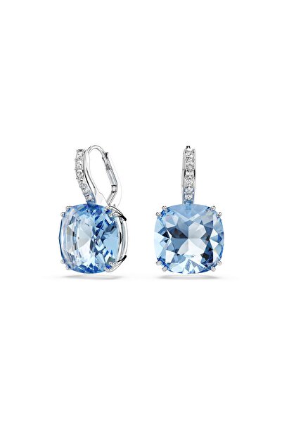 Swarovski Millenia damla küpeler, Yastık kesim, Mavi, Rodyum kaplama
