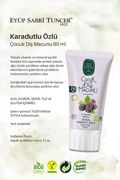 Eyüp Sabri Tuncer 4'lü Set Çocuk Diş Macunları 60 ml, Rosie Hediye