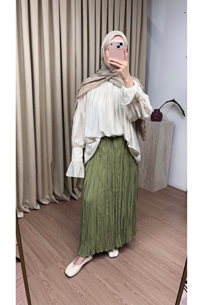 JESSE STORY Women's Kraş Skirt Green Cotton Fabric Z.Ra Model Skirt