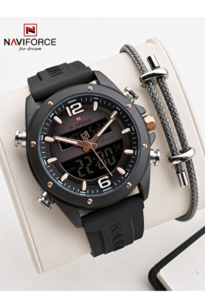 Naviforce Silokon Cord Digital & Analog Mechanism Wristwatch Gift 3 Atm Men's...