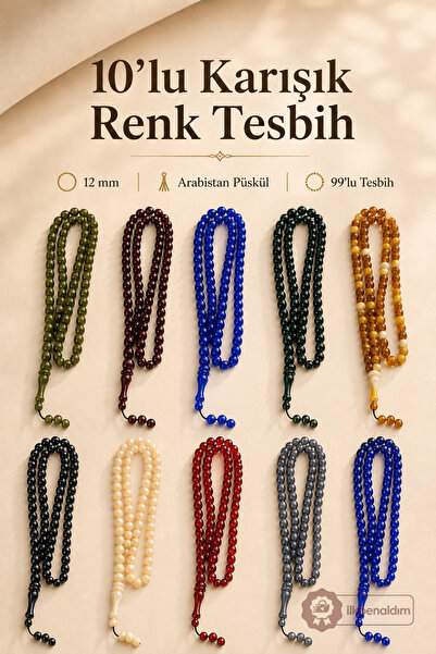 İlkbenaldim 10-Pack of Arabia Tassels, 12 Mm, 99-Piece Prayer Beads – Mixed C...