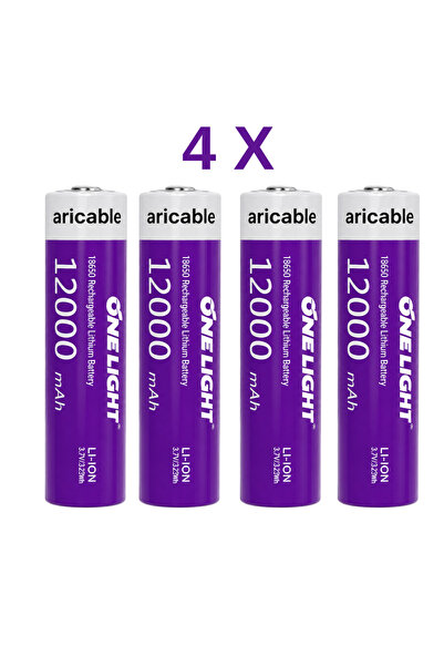 farissu 18650 Şarjlı Li-ion Pil 3.7V 12000mAh Yazılı 39 Gram Güçlü Batarya 4 ...