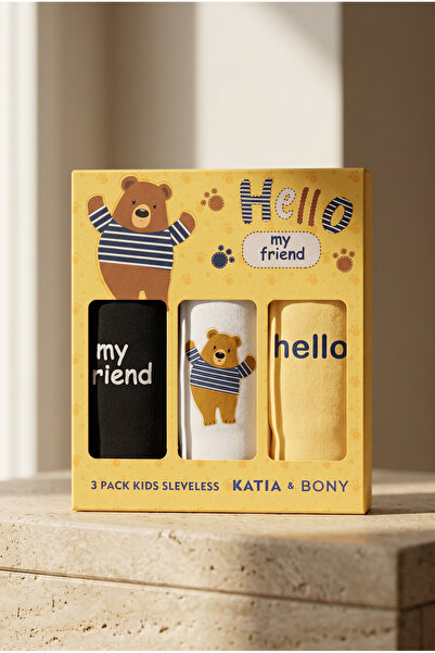 Katia&Bony 3-Pack Children's Teddy Printed Boxed Undershirts