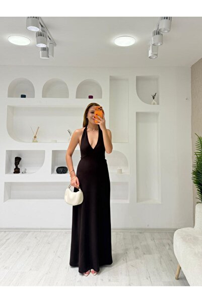 Trendingsize Modal Textured Halter Neck and Waist Tie Dress