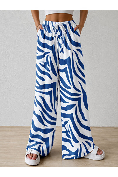 MOONBULL Women's Wrapped Fabric Waist Tied Woven Wide Leg Pants