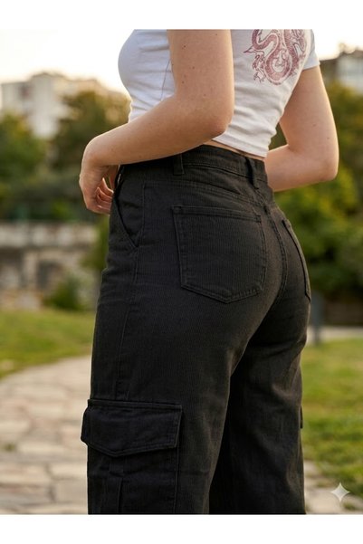 Royteks Fashion Women's Cargo Pocket High Waist Stylish Trousers