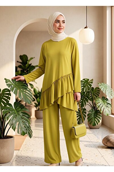 Gioni Ruffled Skirt, Tunic and Pants Modal Set