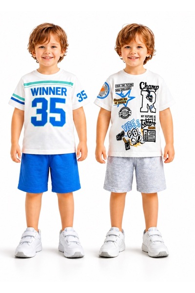 Melodikids Boy's T-Shirt Shorts 2 Piece Set Summer Cotton