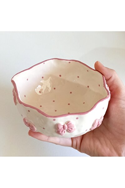 BieneGift El Yapımı Pembe Fiyonk Detaylı Matcha Kasesi – Seramik Matcha Bowl ...