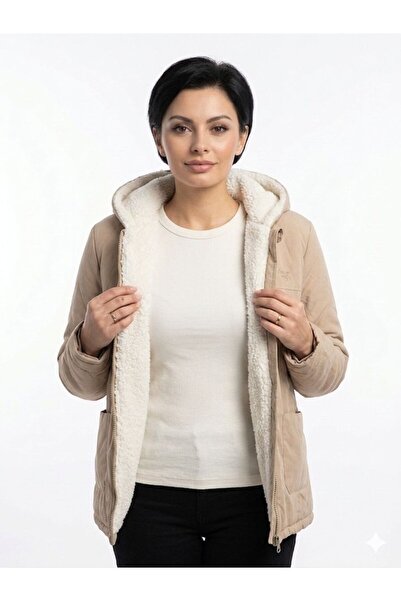 sea gulf Women's Fur Lined Hooded Puffer Jacket