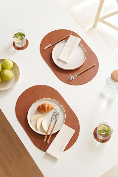 Homewave Home Wave 2-Piece Tan/Grey Color Faux Leather American Service Set 4...