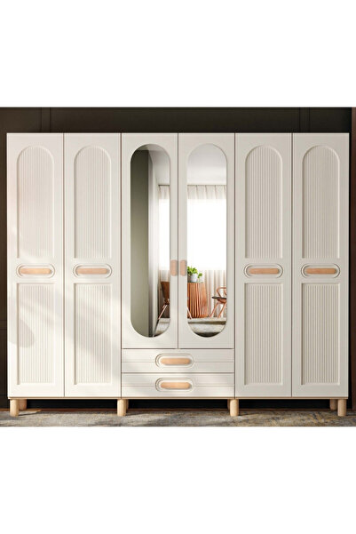 miracool Orkide 6 Kapaklı Gardrop / 6 Kapılı Dolap / Komple MDF / Modern Tasarım
