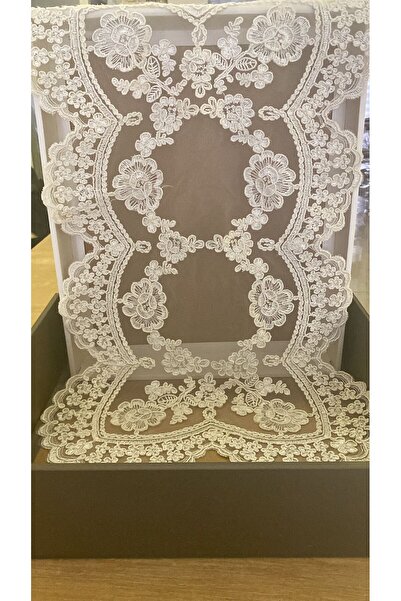 Ceki Home Runner pentru masă, Runner cu dantelă franțuzească, 58 x 35 cm, din...