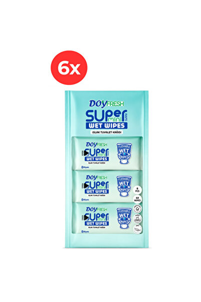 DOYFRESh 6x șervețele umede igienice de buzunar MINI 8x8 bucăți