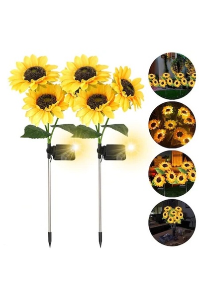 BaoBao Set of 2 Solar LED Garden Lights with Sunflower, Adjustable Stems, 68x...
