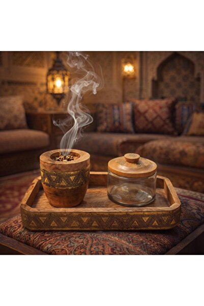 Lavera Wooden Incense Burner Set with Tray - Sophisticated and Modern Patterns