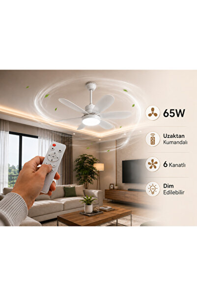 Volttrend Lodos Fan LED 62W Kumandalı Işıklı Vantilatör Tavana Monteli CT-1154