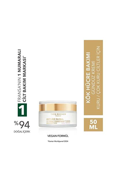 Yves Rocher Day Cream-Dry Skin-Vitamin E-Anti-Aging Plant Stem Cell Care /Ant...