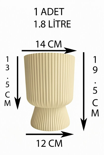TEMMUZ HOME Lotus 1 Adet 1.8 Litre Ayaklı Saksı - 19.5 cm X 14 cm Çiçek ve Bitki Saksısı