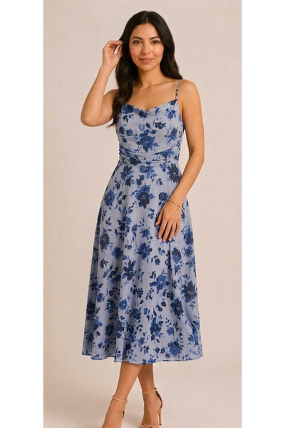 BLOUSE Çok Renkli İnce Kolsuz Vücuda Oturan Tül Elbise