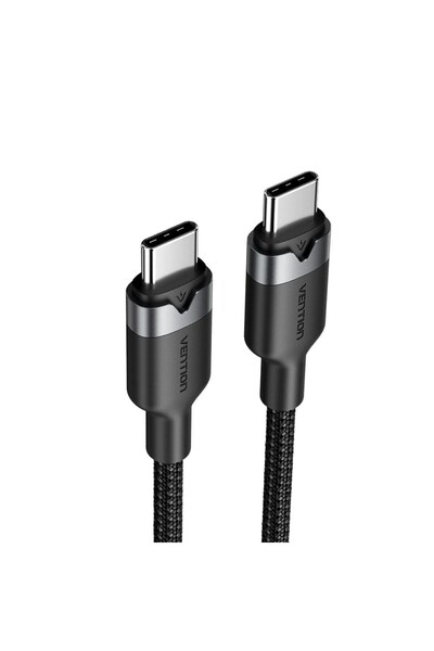 Vention Cablu USB-C la USB-C împletit 3A 480Mbps 60W PD 2m negru