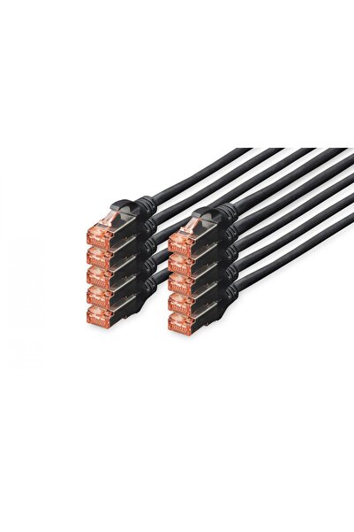 Digitus Cablu patch CAT 6 S/FTP, 10 bucăți, 1m, negru