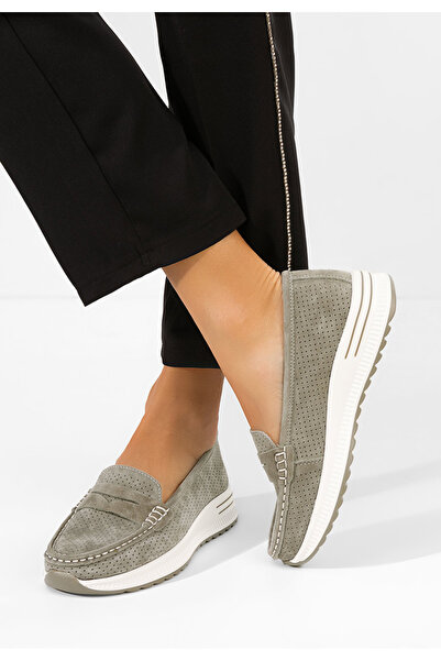 B T Shoes Mocasini dama piele Seliona verzi