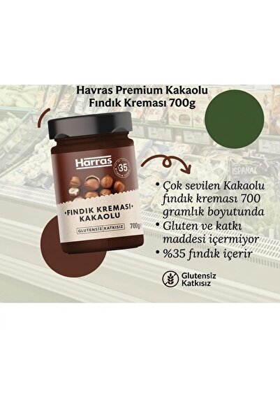 Harras Glutensiz Kakaolu Fındık Kreması 750 g