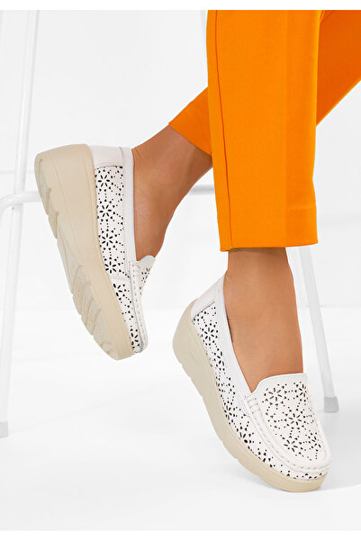 B T Shoes Mocasini dama piele Ysaia albi