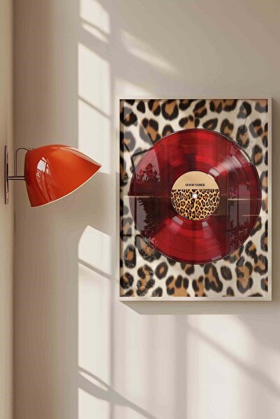 Buka Shops Maximalist Leopard Patterned Red Plaque Dopamine Decor - White Fra...