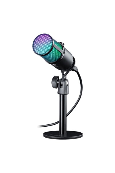 Defender Microfon cu fir GLOW GMC 400 cu stativ, RGB USB, cu iluminare stream.
