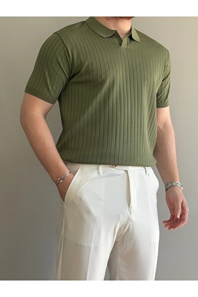 Erkek Regular Fit Polo Yaka Fitilli Triko Tişört