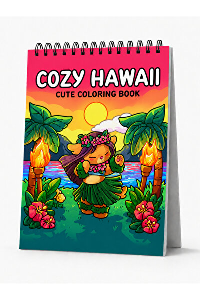Pembe Yayınevi Cozy Hawaii Boyama Kitabı - Yetişkinler İçin Rahatlatıcı Boyam...