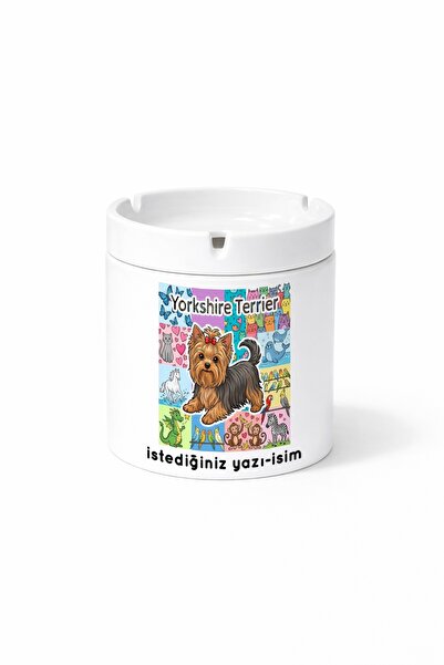 Kirbi Reklam Animal Yorkshire Terrier Yorkie Dog Double Sided Printed Ash Tra...