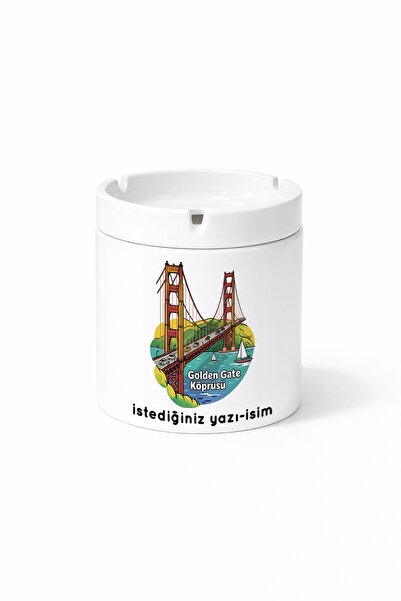 Kirbi Reklam هدية منفضة سجائر مطبوعة على الوجهين من Diger Golden Gate Bridge